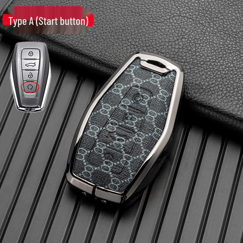 Alloy Leather Key Cover for Geely Models: Dihao, Binyue, Binrui, Bo Yue, Xingyue L, Xingrui