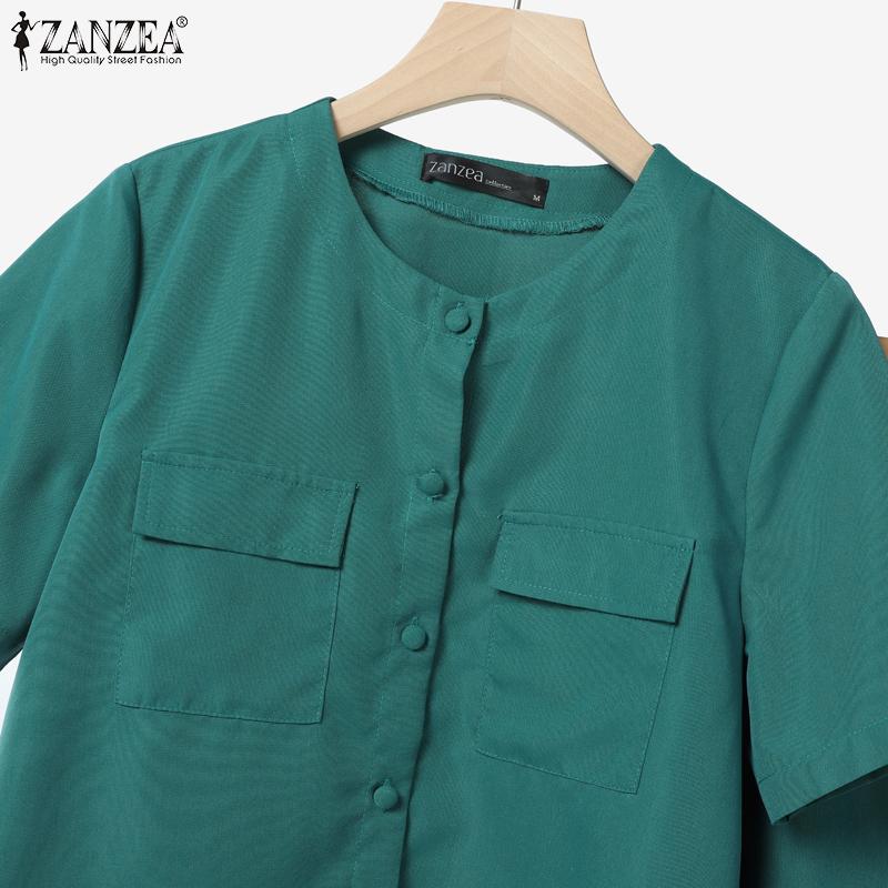 ZANZEA Женские летние комплекты из двух частей: блузка с коротким рукавом и длинные юбки