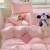 Washed Cotton 4-Pcs Set Class A Maternal Infant Grade Solid Color Single Quilt Set, Bed Sheet 4-Pcs Set, Small Fresh 3-Pcs Set