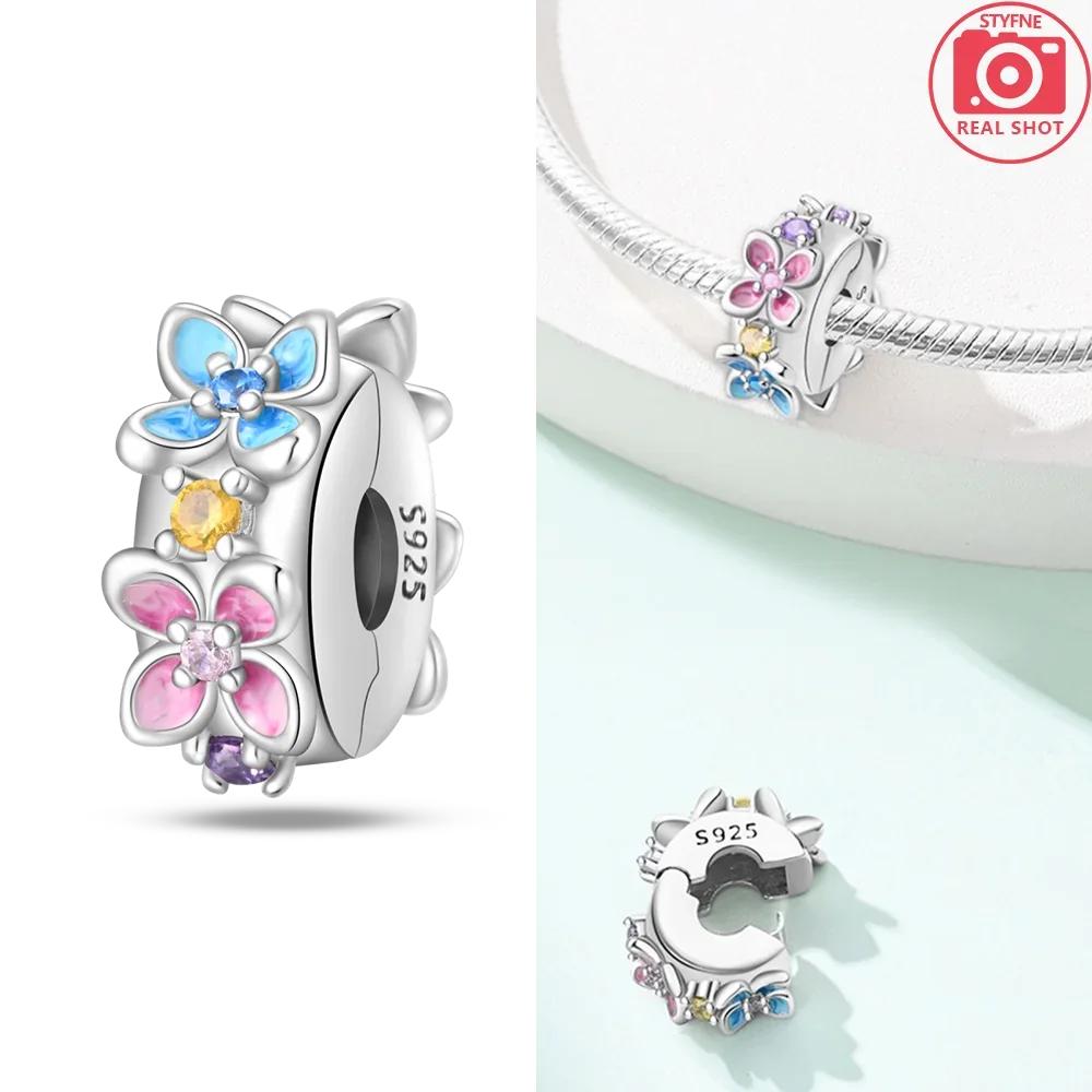 Springtime Copper Gem Butterfly Dragonfly Flowers Charms Pendant Fit Pandach Original Bracelets Diy Little Fresh Jewelry
