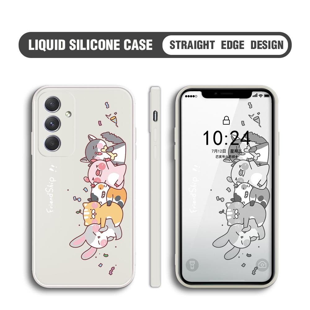 Чехол для телефона с изображением мультяшных животных и дружбой, квадратный, жидкий силикон, TPU, полное покрытие камеры, противоударный защитный чехол для Samsung Infinix Tecno