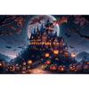 1pc Halloween Party Backdrop Moon Gothic Castle Evil Pumpkin Waterproof Banner for Halloween Themed Party Background Decoration