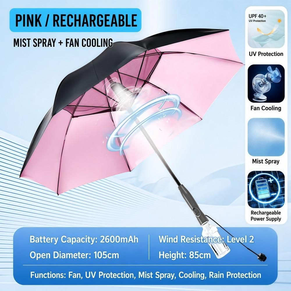 USB Charging Cooling Umbrella UV Protection Outdoor Umbrella For Summer, Beach, Fishing