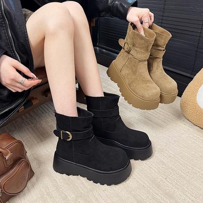 Премиальные короткие ботинки из замши на толстой подошве, женские осенне-зимние новые ботинки Мартин с увеличением роста в стиле Майяр