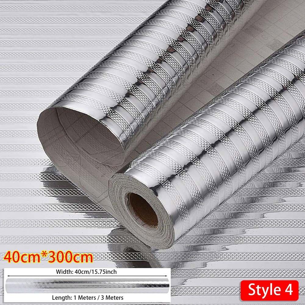 1 Roll Aluminum Foil Oil-proof Wallpaper High Temperature Cabinet Contact Paper  Home Kitchen