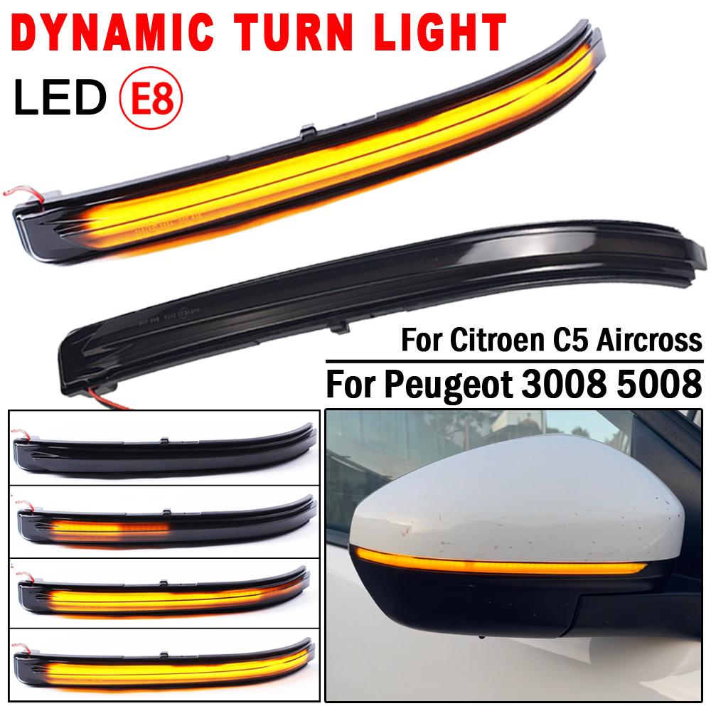 2pcs For Peugeot 3008 5008 Dynamic Turn Signal 2017- 2022 For Citroen C5 Aircross LED Side Mirror Indicator Blinker Light arrow