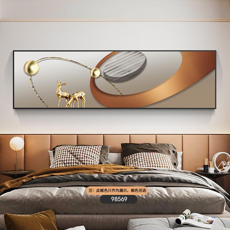 Nordic Light Luxury Geometry Canvas Painting New Chinese Style Golden Deer Posters And Prints Wall Art for Living Room Decor