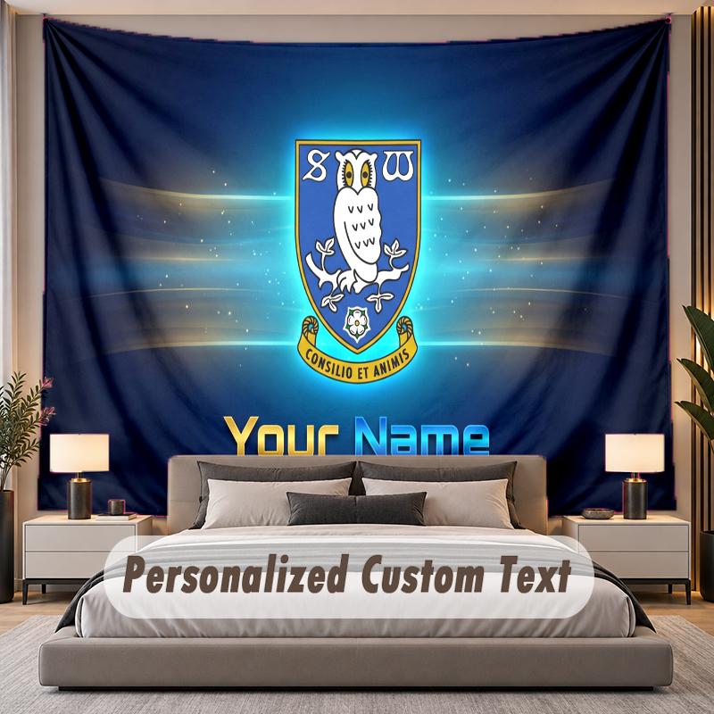 Custom Name Text Tapestry Sheffield Wednesday FC Personalized Polyester Wall Tapestry For Bedroom And Room