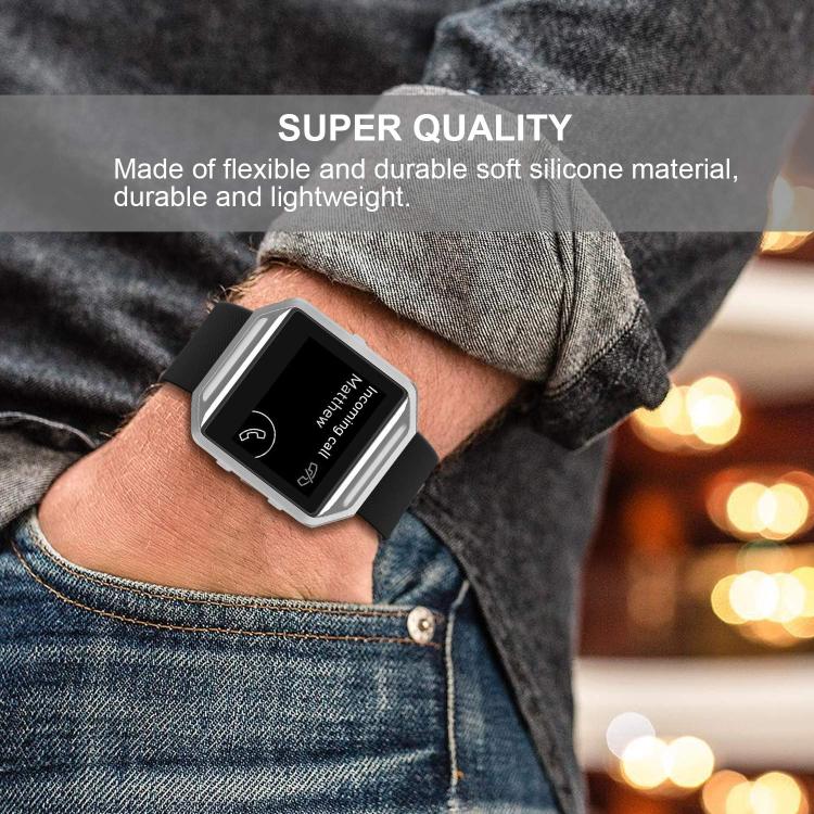 For Fitbit Blaze xDfind Steel Buckle Diagonal Texture Solid Color Silicone Watch Band