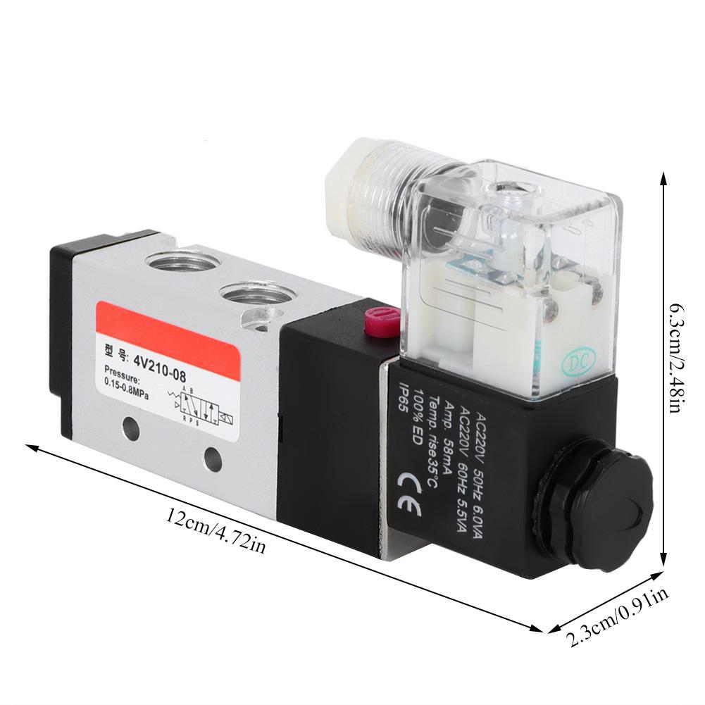 2 Position 5 Way Aluminum Alloy Pneumatic Solenoid Valve Pneumatic Piping Equipment (24V)
