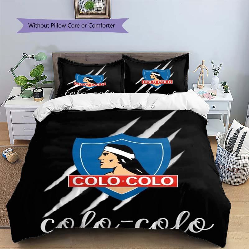 Colo-Colo Shield Logo Black Background 3 Pieces Duvet Cover Set Chile Soccer Bedding Set, Bedroom Home Decor Without Pillow Core Comforter