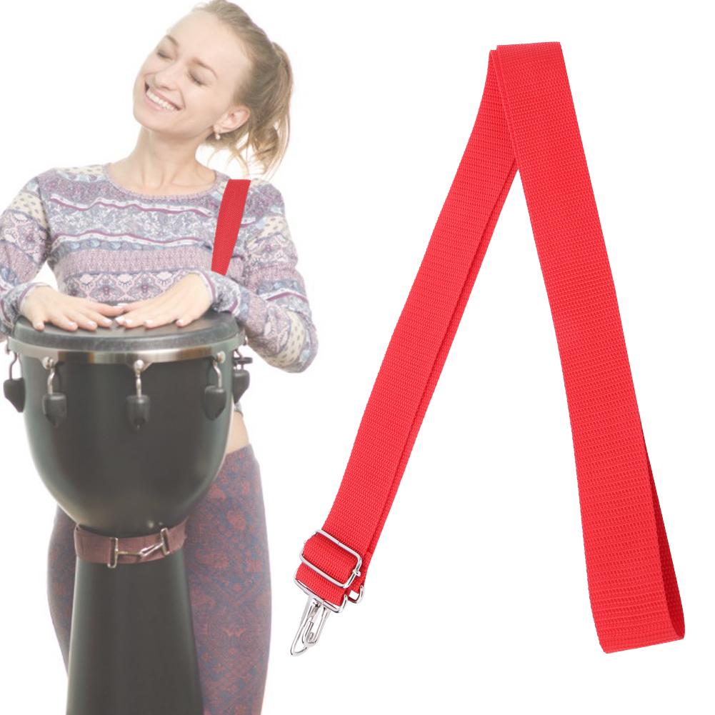 WG02 Полиэстер Нейлон Регулируемый ремень для африканского барабана Красный ремень для малого барабана с металлическим крючком