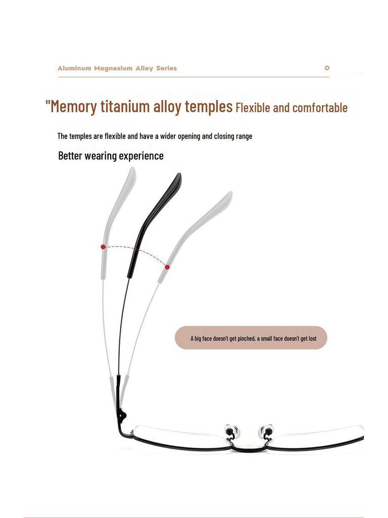 Ultralight Men's Business Titanium Semi-Rimless Eyeglass Frame for Prescription Glasses