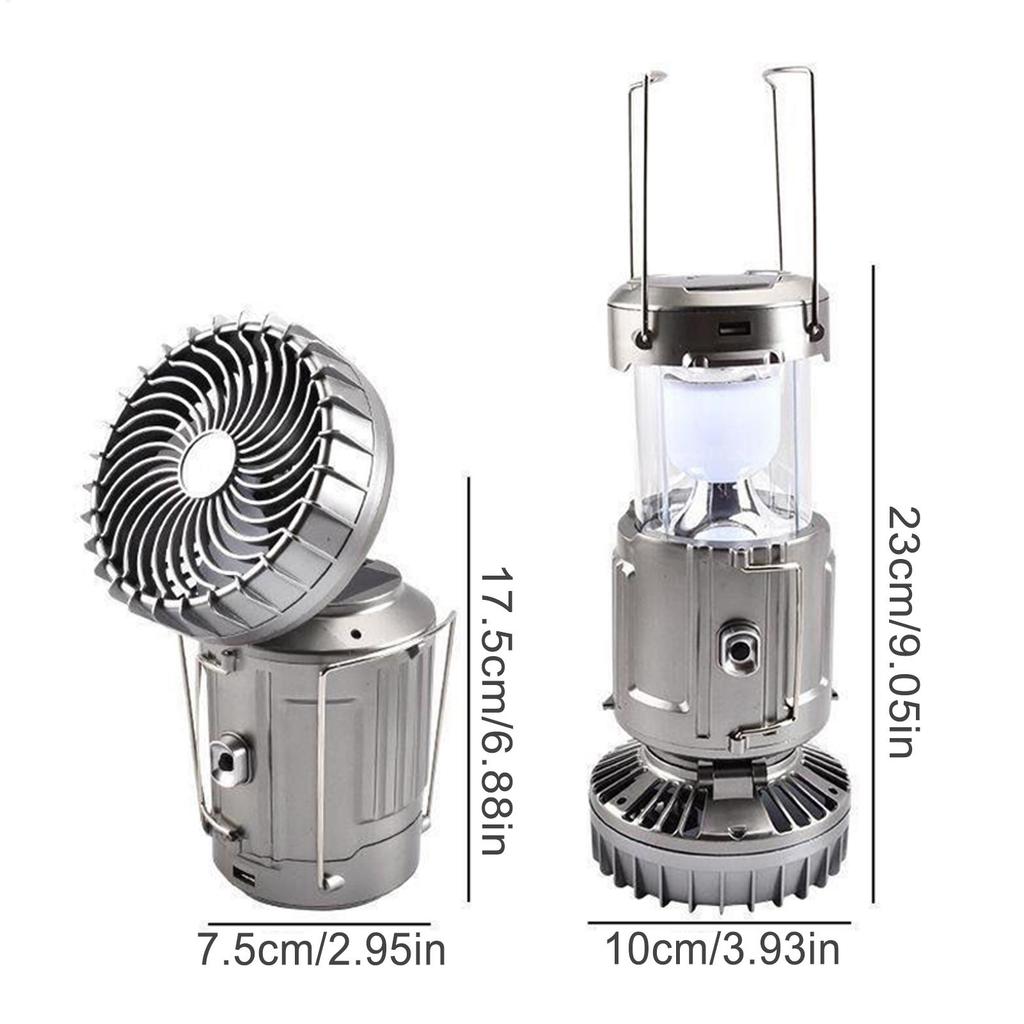 Camping Lantern Solar Lantern LED Lights Camping Gear Rechargeable Waterproof Survival Gear Power Bank With Foldable Cooling Fan