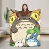 Cute T-Totoros Flannel Blankets Cartoon Anime Funny Throw Blankets for Home 125*100cm Bedspread,
