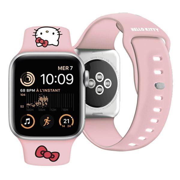 Hello Kitty Strap HKAWLSCHBLP AppleWatch 42/44/45/49mm pink/pink strap Silicone Kitty Head