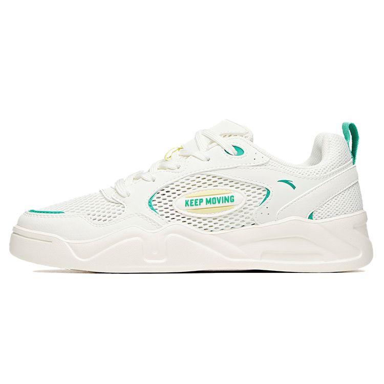 Anta Lifestyle Series Casual Skate Shoes Women Sneakers White Green Yellow 122028053-1