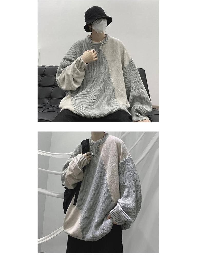 Мужской зимний свитер с круглым вырезом — модный американский бренд, уникальный дизайн с контрастными цветами