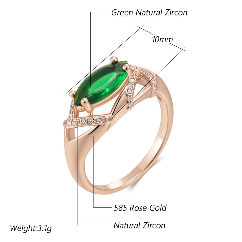 Кольца цвета Rose Gold для женщин Необычные Зеленые Натуральные Цирконы Аксессуары Невеста Свадьба Винтажные Тонкие Ювелирные Изделия