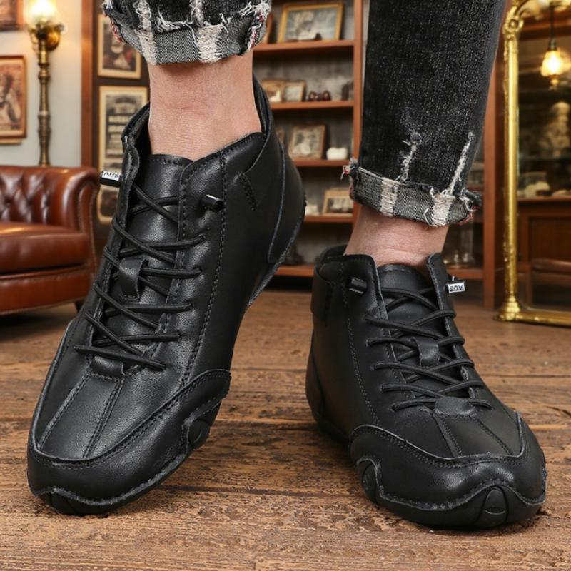 Модная мужская обувь хай-топ из замши, с креативной шнуровкой, для повседневных случаев. Рваные джинсы - выделитесь стильно.