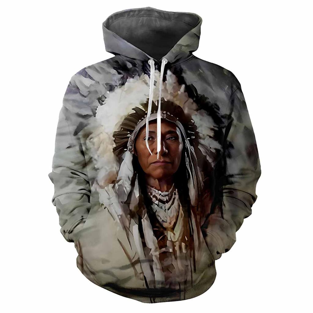 Индейский вождь племени 3D Harajuku Printing Street Fashion для мужчин и женщин, забавный стиль, мягкая, удобная, модная, хип-хоп, индивидуальная толстовка с капюшоном