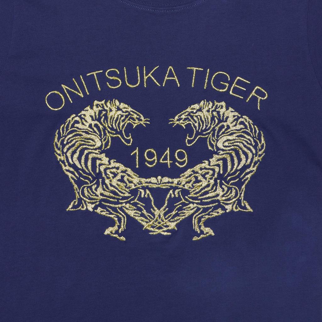 ONITSUKA TIGER T-Shirt Ss25 Fashion Simple Round Neck Pullover Short Sleeve Kids Tops Navy-Blue 2184A271-400