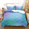 Laser Gradual Change Fish Scale 3D Digital Printing Three-Piece Set, Quilt Cover Pillowcase Home Textile Bed Sheet Kit