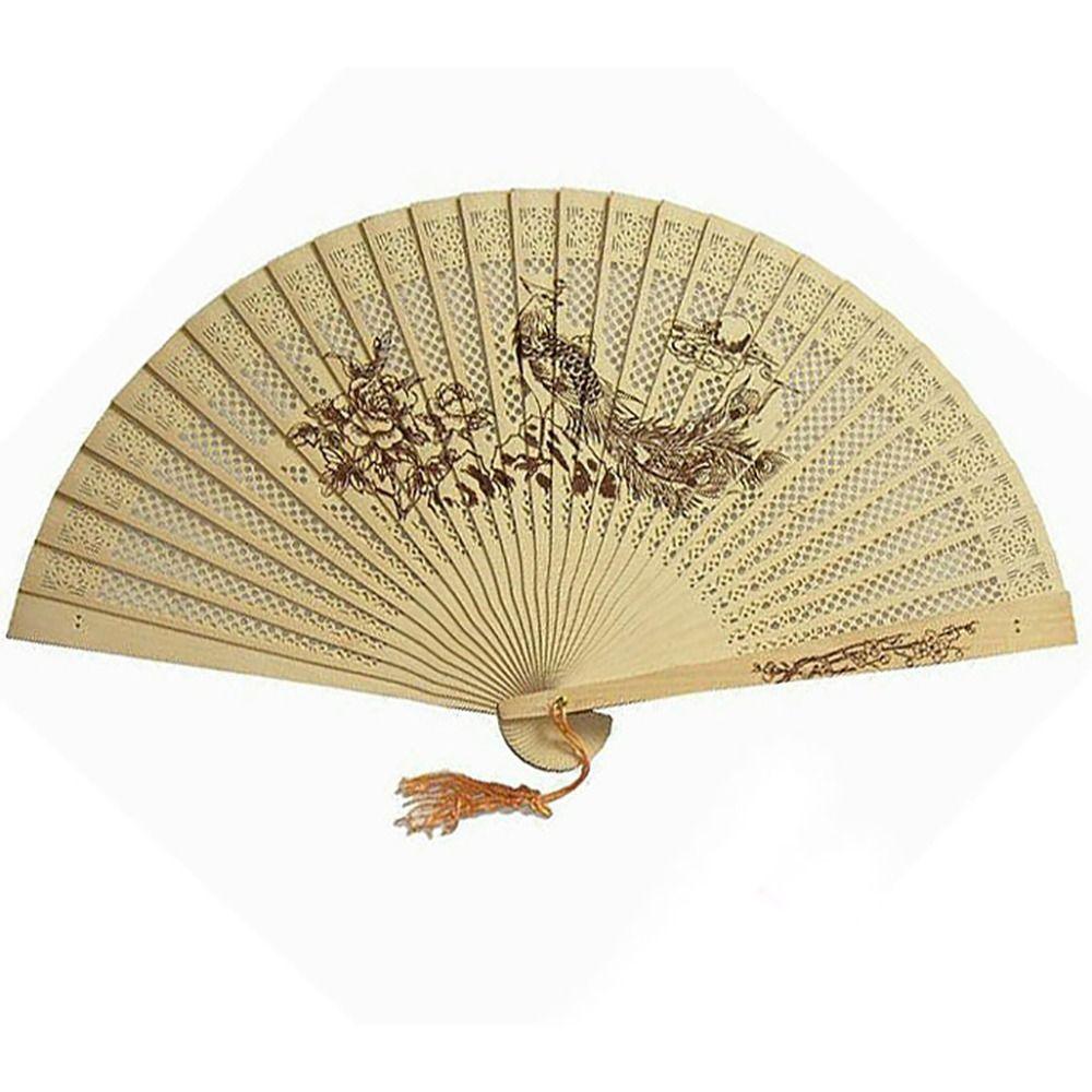 Сандаловое дерево окрашенный деревянный веер китайский стиль ретро складной веер подарочный полый резной складной веер
