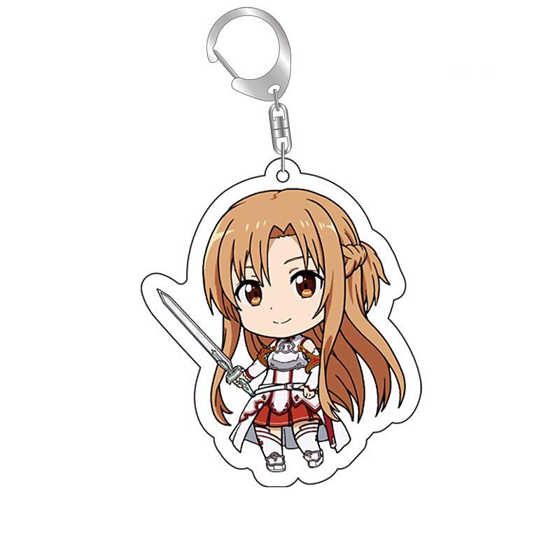 Ключница с Кирито из Sword Art Online, Брелок-бирка на сумку с Юки Асуной, Пластиковый мультяшный брелок с Асадой Шино