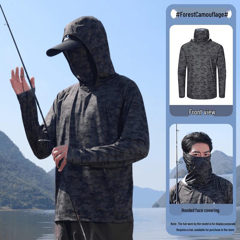 Men's UV Protection Quick-Dry Fishing Suit - Lightweight Summer Ice Silk with Sun Protection Face Covering