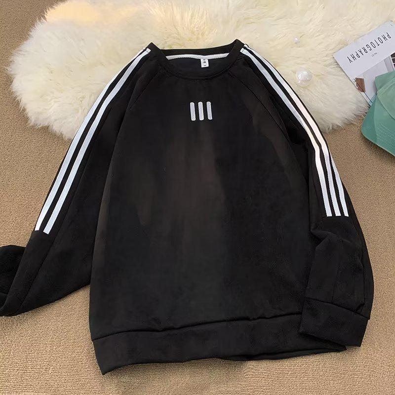 Мужская ретро-полосатая замшевая толстовка – пуловер с круглым вырезом на весну и осень