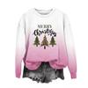Gradient Christmas Style Digital Print T Shirt Casual Women's Long Sleeved Tops