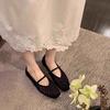 Spot Version~ French Square Head Hollow Woven Single Shoes Women's New One-word with Soft Sole, Light Mouth Breathable Flat Sandals