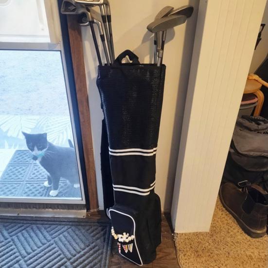 Golf Club Storage Bag with Multiple Pockets Waterproof Adjustable Sling Strap Golf Carrying Bag Golf Tees Organizer