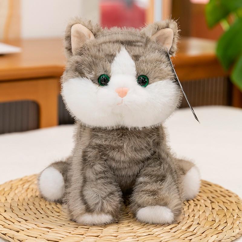 Soft Plush Cat Toy Kids Adults - Cuddly Striped Kitten Pillow PP Cotton Filled 22cm Or 28cm Ideal Sleep Companion Home