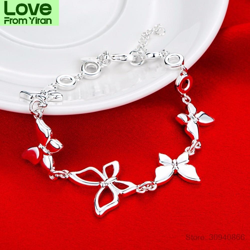Charming Butterfly Pattern Bracelets Real 925 Sterling Silver Cubic Zirconia For Women Female Pretty Wedding Design Gifts