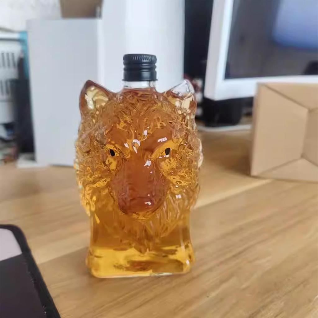New Wolf Head Whiskey Bottle High Borosilicate Glass Process Bottle Animal-shaped Bottle Home Decor