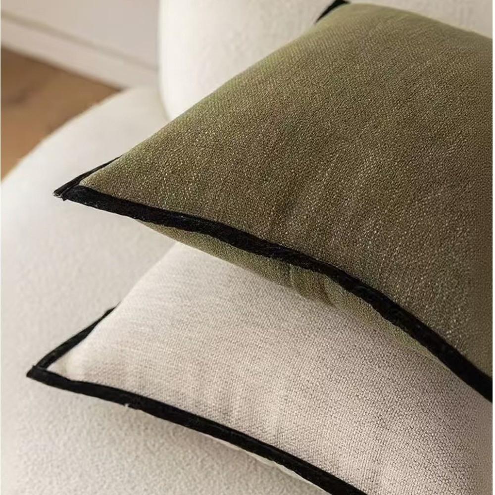 Cotton-linen Cushion Cover Black Border Waist Pillow Cover Retro Pillowcase Home Decoration