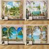 Tapestry Room Aesthetic Decoration Beautiful Nature Scenery Ocean Palm Tree Terrace Landscape Hanging Cloth Home Decoration
