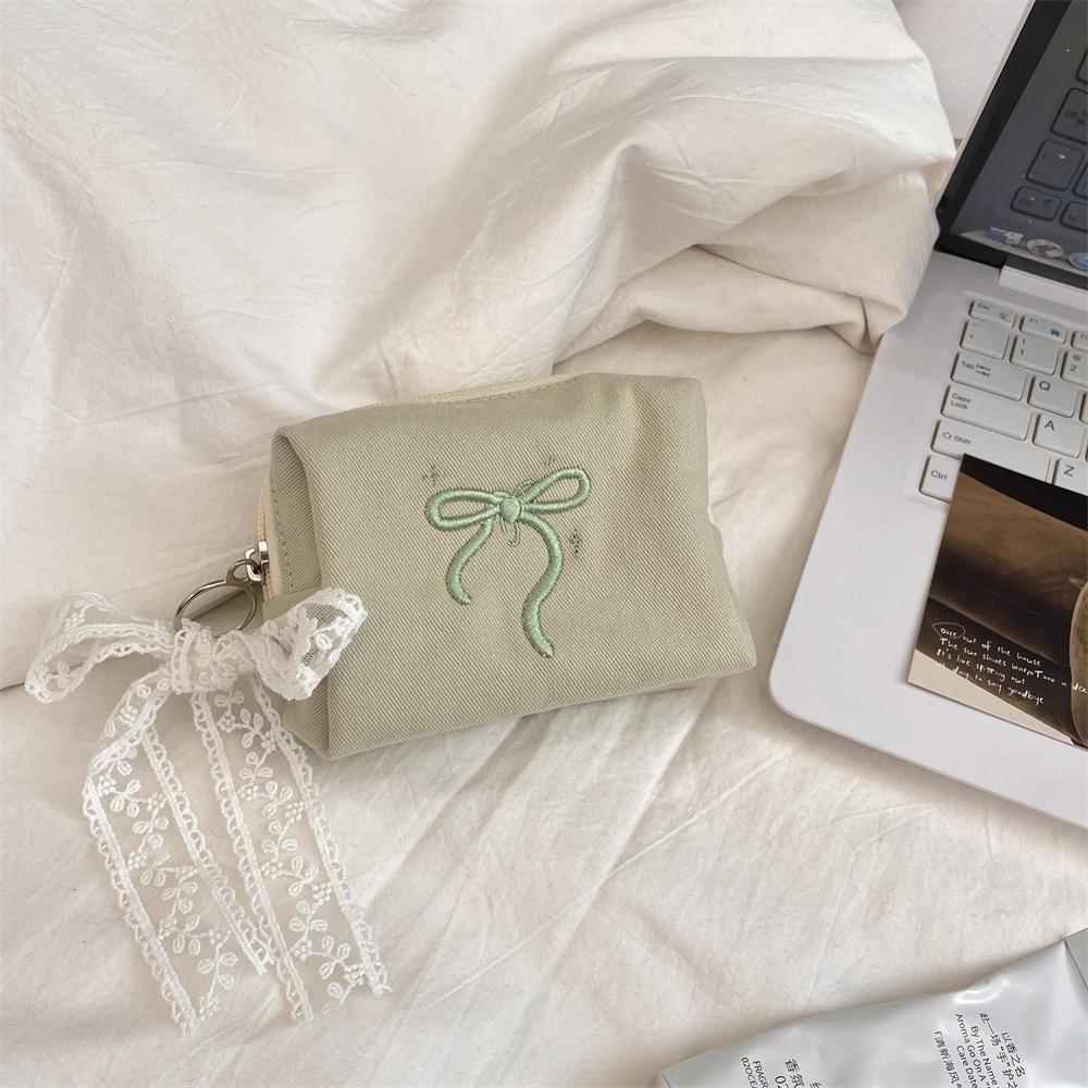 Bowknot Bow Coin Purse Portable Cosmetic Bag Square Sanitary Napkin Storage Bag  Travel