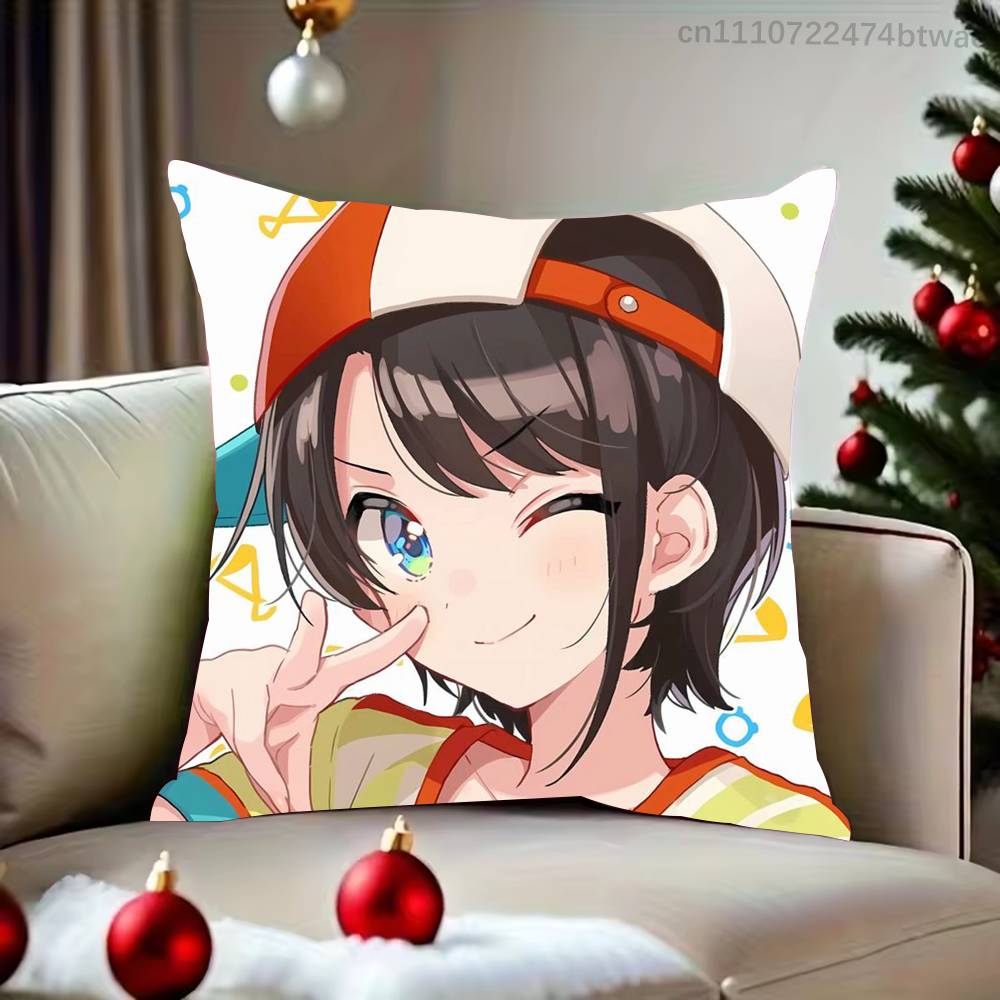 Hololive Oozora SSubaru Pillow Case For Sofa Bedroom Living Room Plush Cushion Cover Decorations and Protector