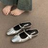 Silver Bag Head Half Slippers Women's Shoes Wear 2025 New Summer French Mary Jane Half a Word with Single Shoes