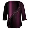 Women's Fashionable Casual Three Quarter Sleeve Printed Round Neck Pullover 4/3 Sleeve Top