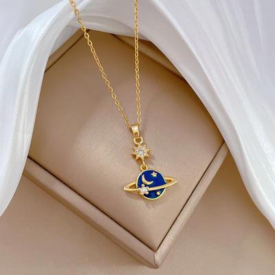 Романтическое серебряное ожерелье-подвеска Луна Звезда Космос 316L Нержавеющая сталь для женщин Девочек Подарок Характер
