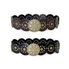 Zinc Zinc Alloy Concho Wide Belt Y2K Disc PU Hollow Waistband Fashion Ethnic Style Rivet Belt  Festival