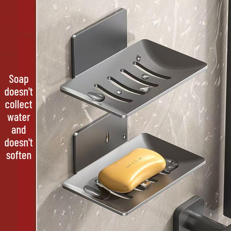 Настенная самоклеящаяся мыльница из нержавеющей стали – Без сверления, с дренажом.