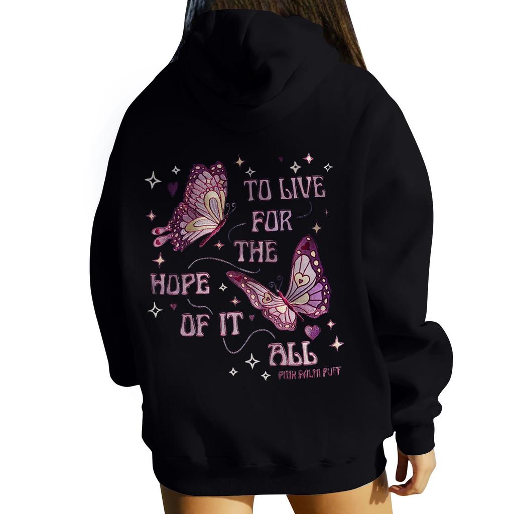 Графические толстовки с капюшоном для женщин Милый пуловер с длинным рукавом Опрятные толстовки с капюшоном с буквенным принтом Одежда на осень-зиму