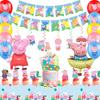 35Pcs Cartoon Party Decorations Set, Cartoon Birthday Party Supplies-Cartoon Birthday Decors Banners Tablecloth Spirals&Cartoon Balloons Cake Toppers