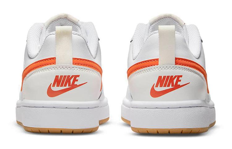 Nike Кроссовки Court Borough 2 Low 2 Нескользящие Легкая Амортизация Низкие Детские Скейтбордические Обувь Белый Оранжевый BQ5448-114
