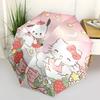 1pc Hello Kitty & My Melody Floral Wreath Automatic Opening/Closing Umbrella with Convenient Three-Fold Design, 8-Bone Iron Frame, Outdoor, Perfect Gi